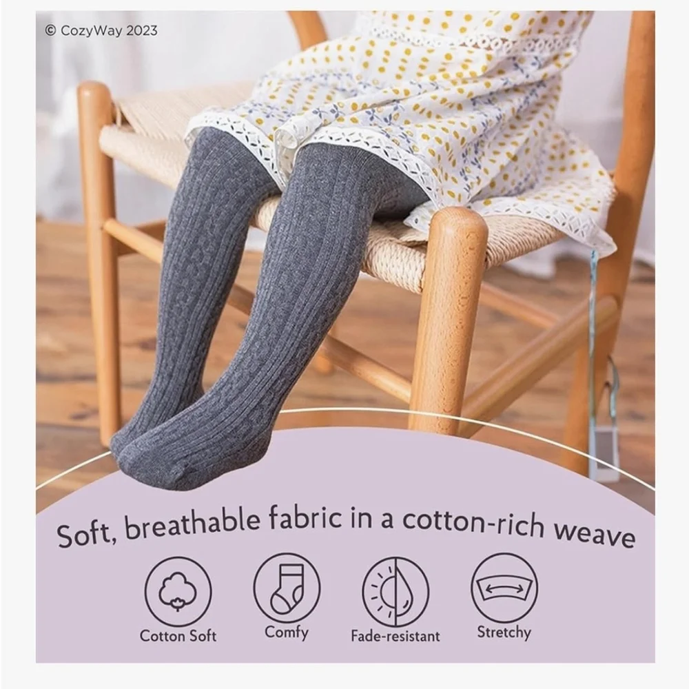 NEW Baby & Toddler Tights Leggings Cable Knit Cotton Pink 3 Pack 2-4T
